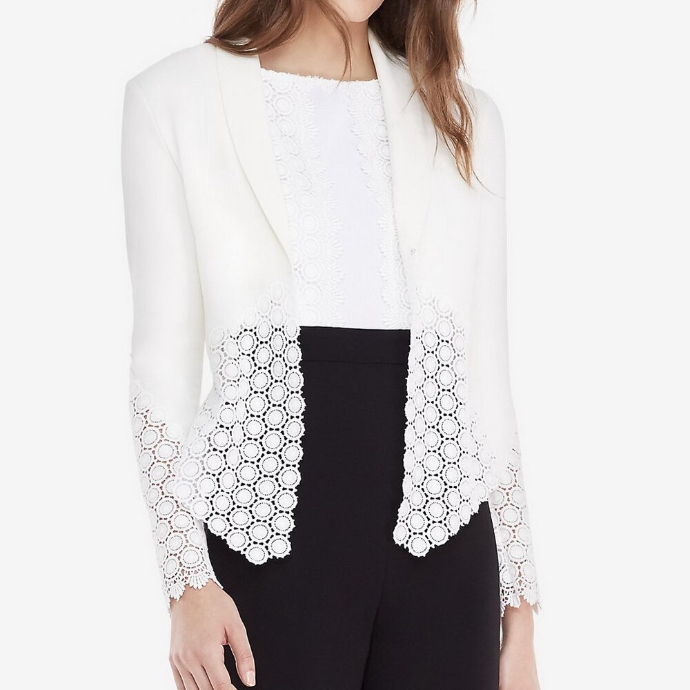 NWT Diane von Furstenberg DVF Asymmetric Blazer, Ivory, US 10